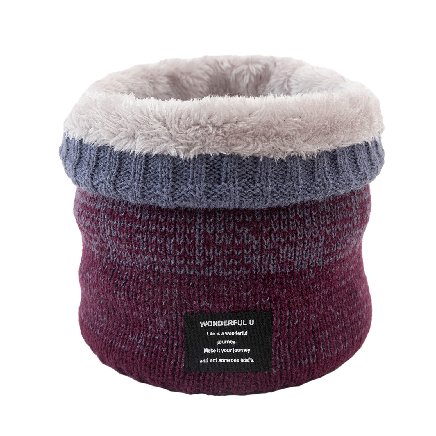 Winter Unisex Warm Knitted Ring Scarf Fleece Inside Elastic Knit Plush Scarves Men Women Thick Warmers Cotton Snood Neck Ring: 4