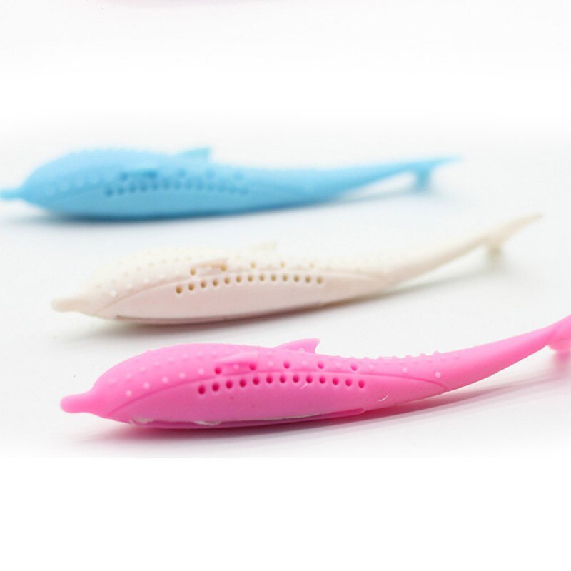 Chew Toy Cat Fish Shape Toothbrush Pet Teeth Toy Interactive Cat Dental Toy Soft Silicone