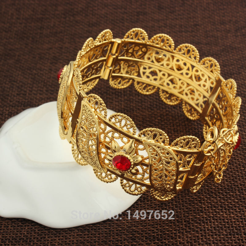 Newest Big Wide Dubai Gold Bangles For Women Men18K Gold Color Crystal Bracelets Jewelry African/India/Kenya//Middle East Style