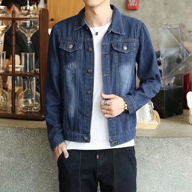 Men's Autumn winter Denim Jacket Men's Casual Slim Denim Jacket And Coats Solid Color Cowboy Jackets