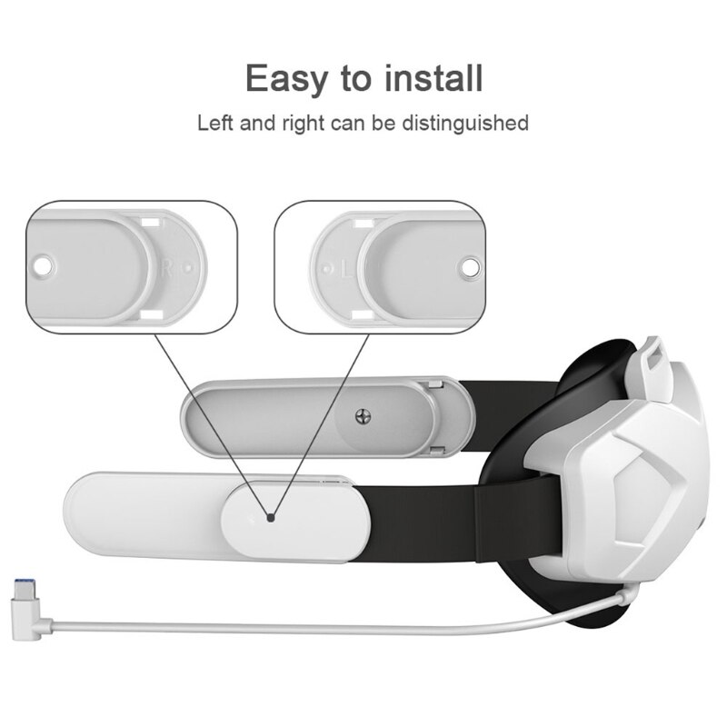 Rechargeable Headset Head Strap Enhanced Support Reduce Pressure in VR Gaming Comfortable to Wear Discover Worlds