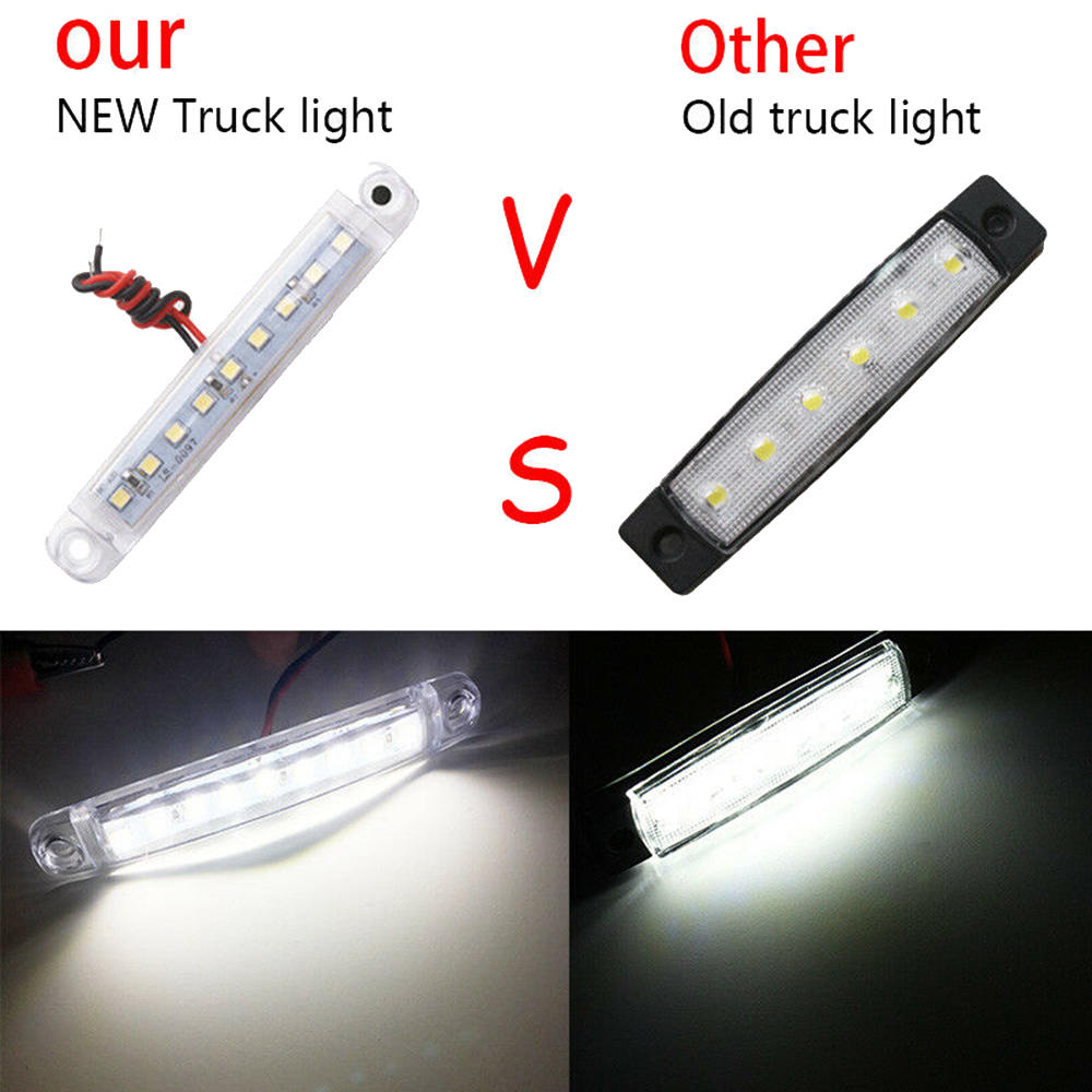 10 st vit bil yttre ljus 24v 9 smd led auto bil buss lastbil vagnar sidomarkör blinkers släpvagn ljus bakre sidoljus