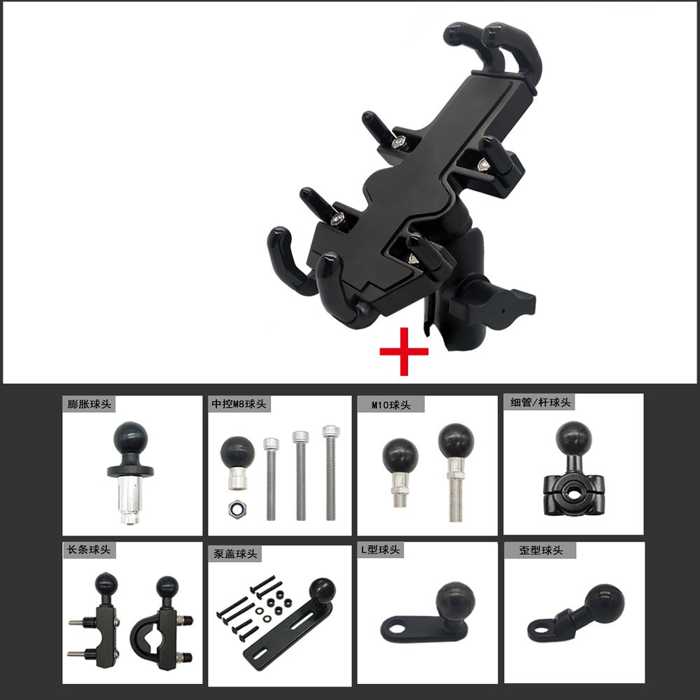 Jadkinsta Sfera In Alluminio Supporto Del Supporto Regolabile Del Motociclo Manubrio con Doppia Presa Braccio per Gopro Telefono Ram Mount