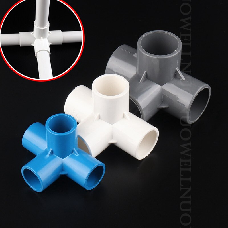 Conector de tubo de irrigação em pvc, conector estéreo de 4 saídas pvc para irrigação de jardim, 5 peças identidade 20 ~ 50mm