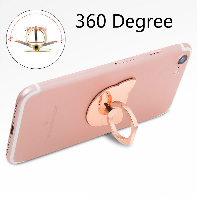 Kattenkop galvaniseren vinger ring houder mobiele telefoon houder telefoonstandaard ringen 360 graden standaard houder voor iphone telefoon ring