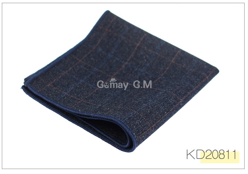 Wool Handkerchief For Men Suit Solid Pocket Square Business Hankies Classic Striped Hanky Plaid Pocket Towel: KD20811