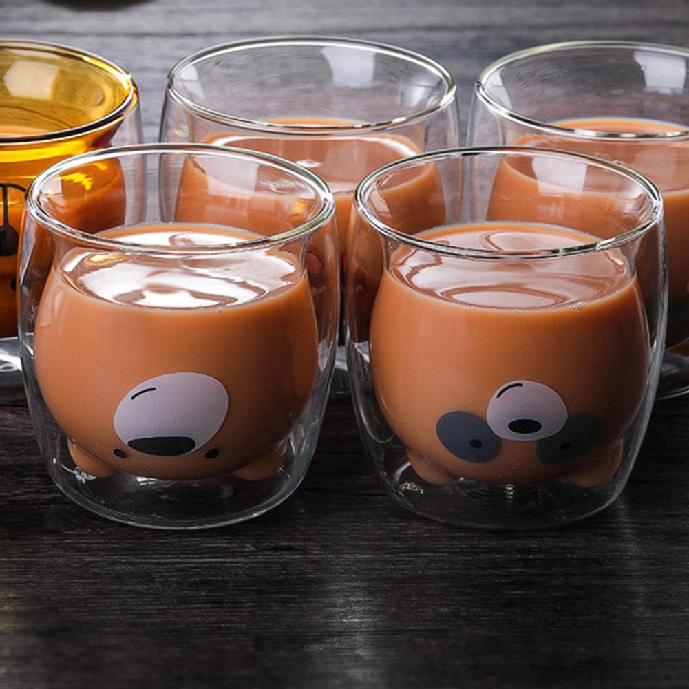 3D 2 niveaux belle Panda ours innovant bière verres résistant à la chaleur Double paroi tasse à café matin lait verre jus verre