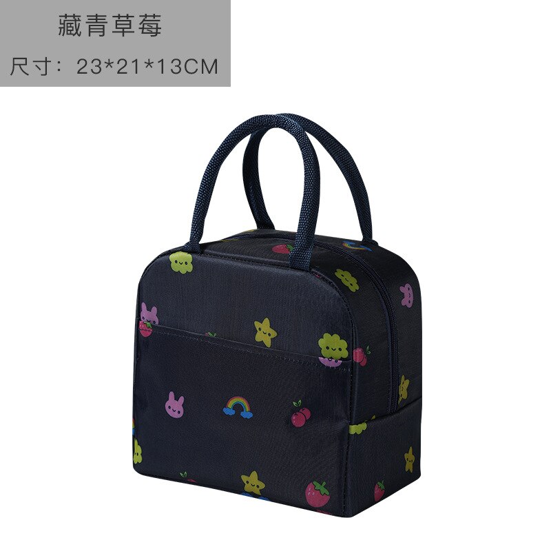 Cold Insulation Bag Thickened Lunch Bag Ice Bags Student Portable Waterproof Lunch Box Bags Lunch Box: Tibetan Strawberry