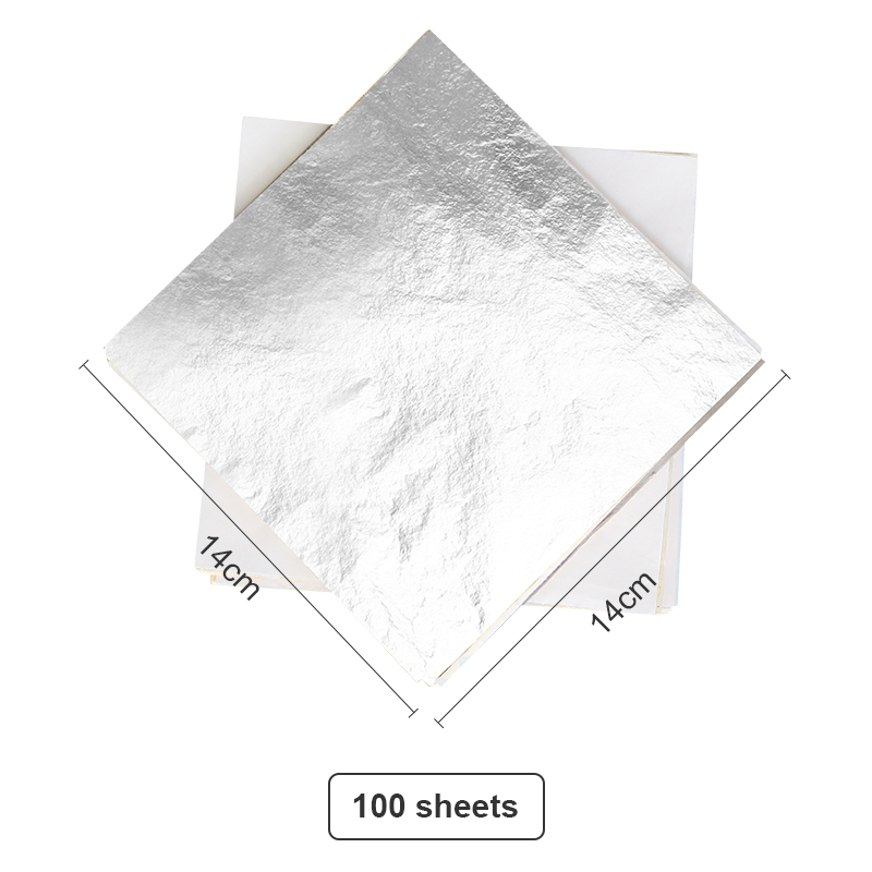 16 cm/14 cm 100 stks/pak Imitatie Bladgoud Papier Goudfolie Vellen Vergulden Koperfolie voor Kunst ambachten Schilderen Zilverfolie: Light Grey