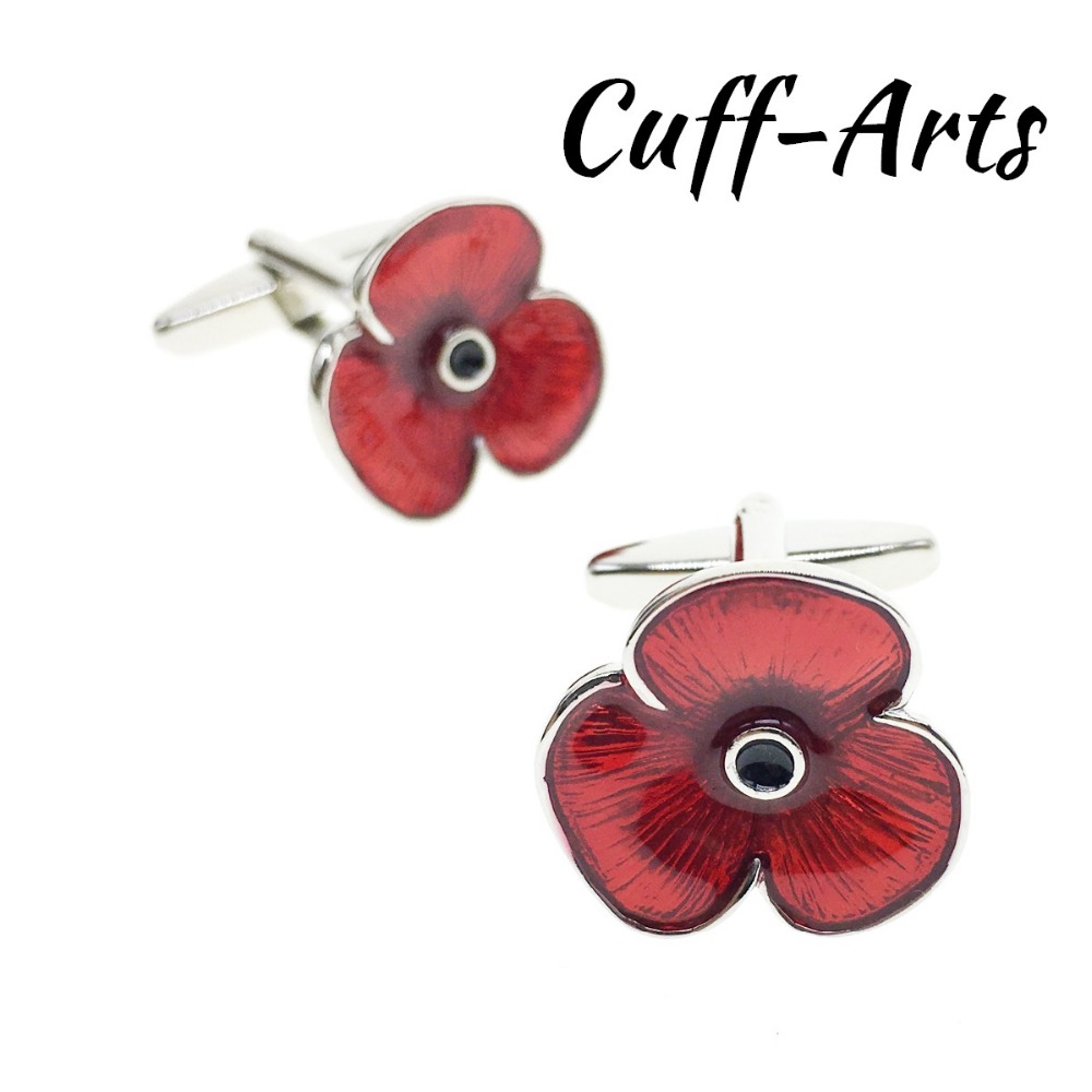 Cuffarts Neuheit Luxus Manschettenknöpfe Für Mens rot Blume Manschettenknöpfe Für Männer Silber Bouton De Manchette C10122