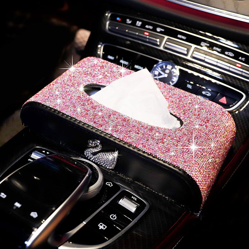 Luksus læder diamant maleri tissuekasse serviet holder bil pumpe kasse køkken væv dispenser boligindretning: D