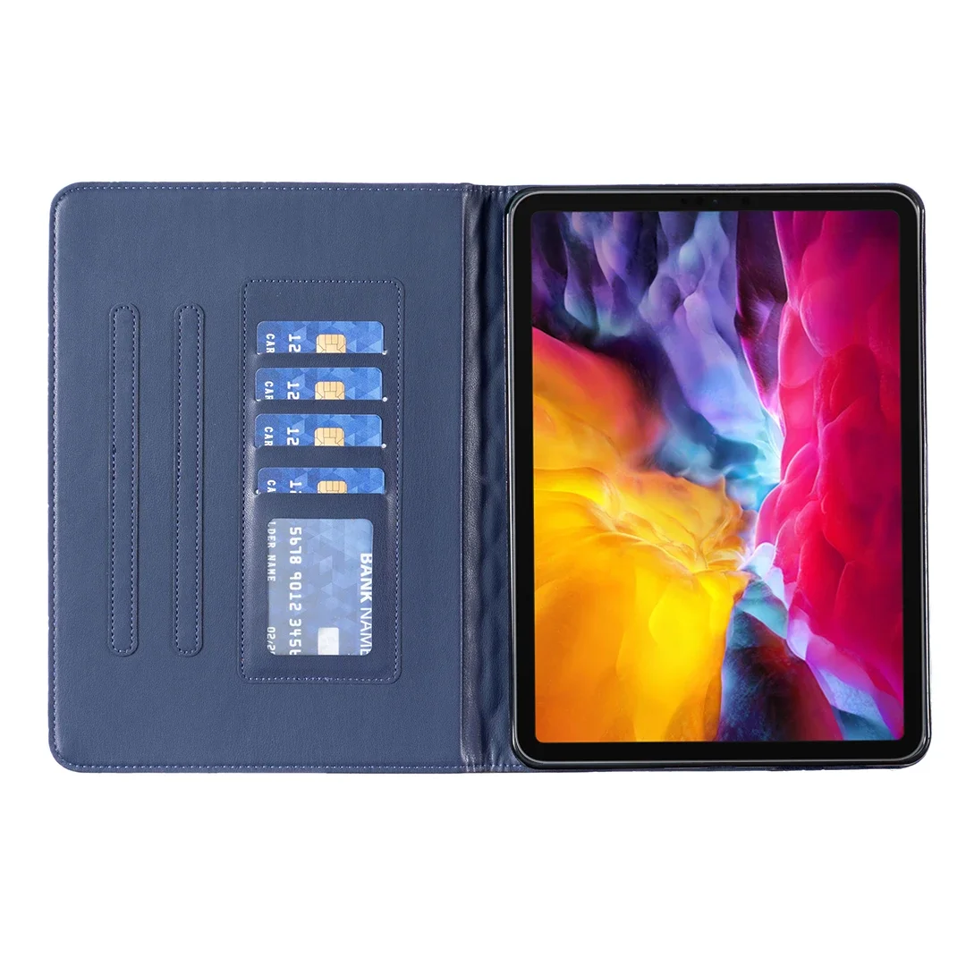 Lederen Portemonnee Case voor Ipad 10.2 9e Gen Air1 2 9.7 Pro 11 Stand Kaarten Solt Mini 3 4 5 6 Gecontroleerde Streep Tablet Cover Funda