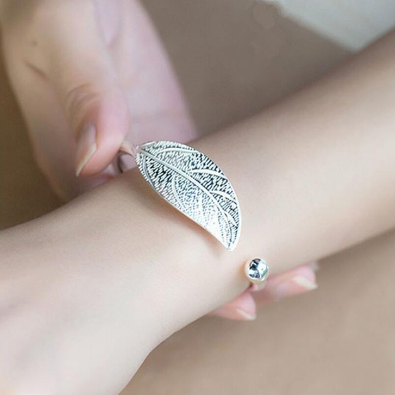 Silber Farbe Blatt Charme Armbänder & Armreifen Für Frauen Hochzeit schmuck Einstellbare Armband Pulseira Feminina SL206