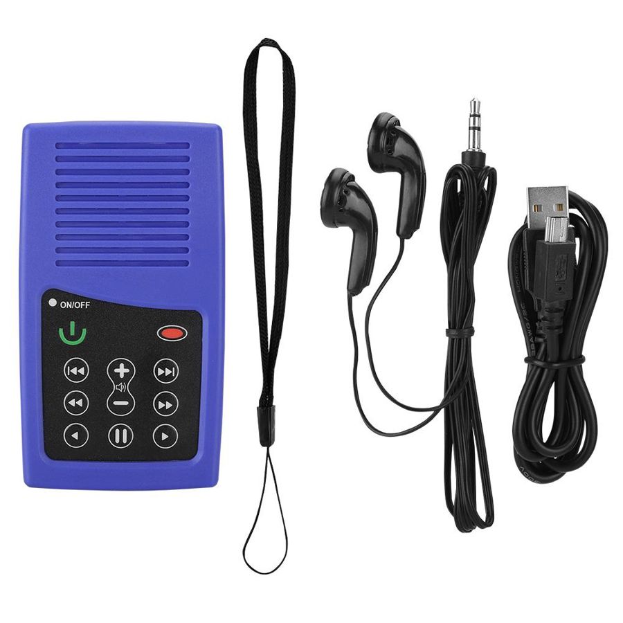 Reproductor MP3 350mAh Mini portátil de carga Solar MP3 E-Book lector de libros bíblicos lector de libros 4G Mini lector de libros: Blue English