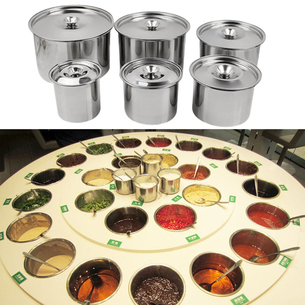Stainless Steel Condiment Pot Hotel Flavour Soup Serving Food Container