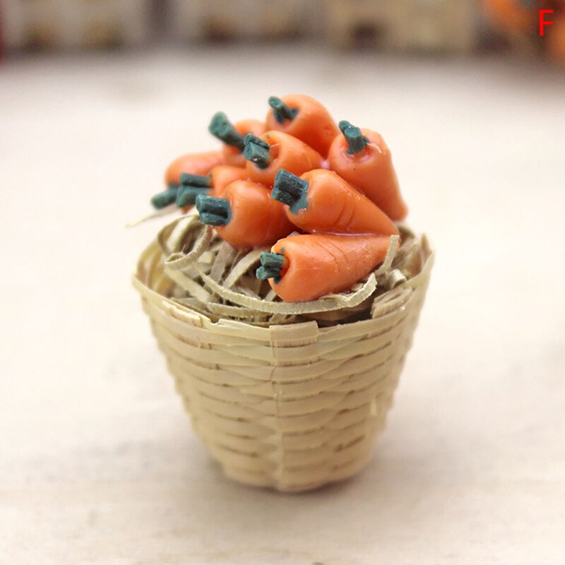 1:12 Mini Simulation Künstliche Obst Und Gemüse Puppe Haus Gemüse Bambus Korb Miniatur Zubehör Für Kinder 1 PC