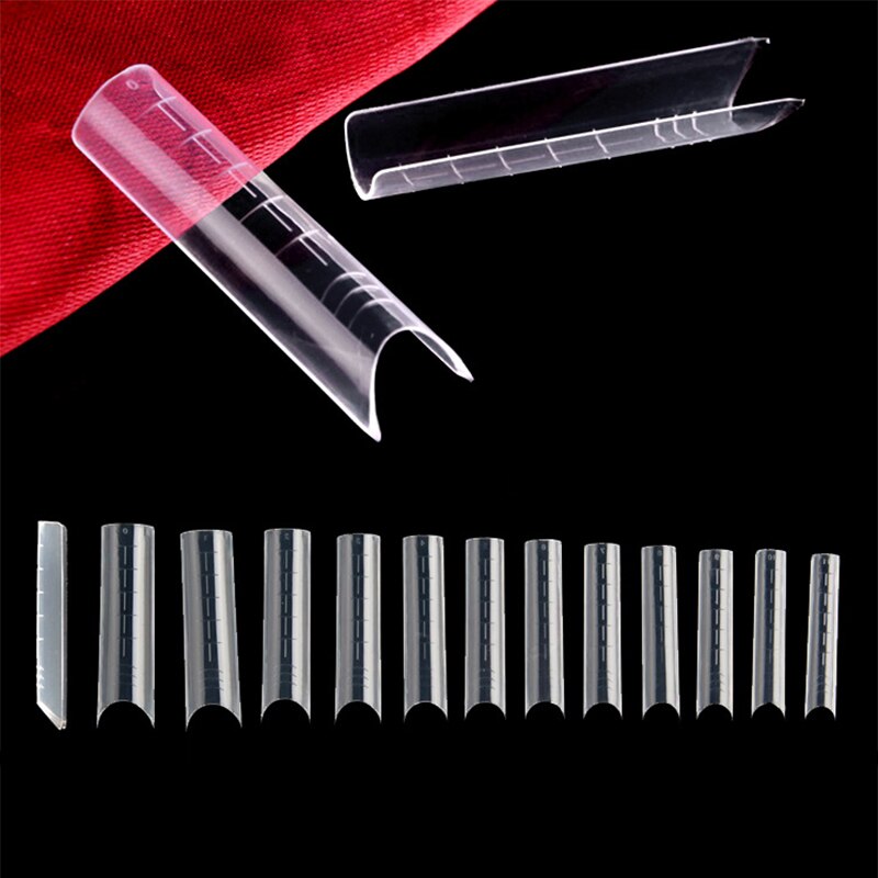 120 Stks/doos Nail Forms Transparante Full Valse Tips Professionele Nail Gel Systeem 12 Maten Met Lijnen Mold Model Valse Nagels tips