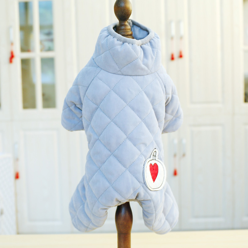Petcircle kæledyrstøj bamse pomeranian hund efterår og vinter tyk varm bomuldsjakke sød taske mave kærlighedsjakke: Blå / L