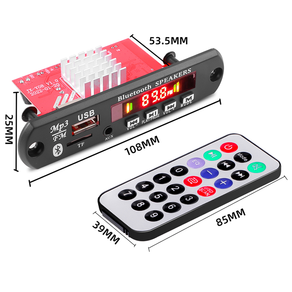120W 50W Amplificatore Bluetooth 5.0 MP3 WAV Scheda di decodifica DC 12V Wireless Car USB Lettore MP3 Modulo Slot per scheda TF USB FM con telecomando