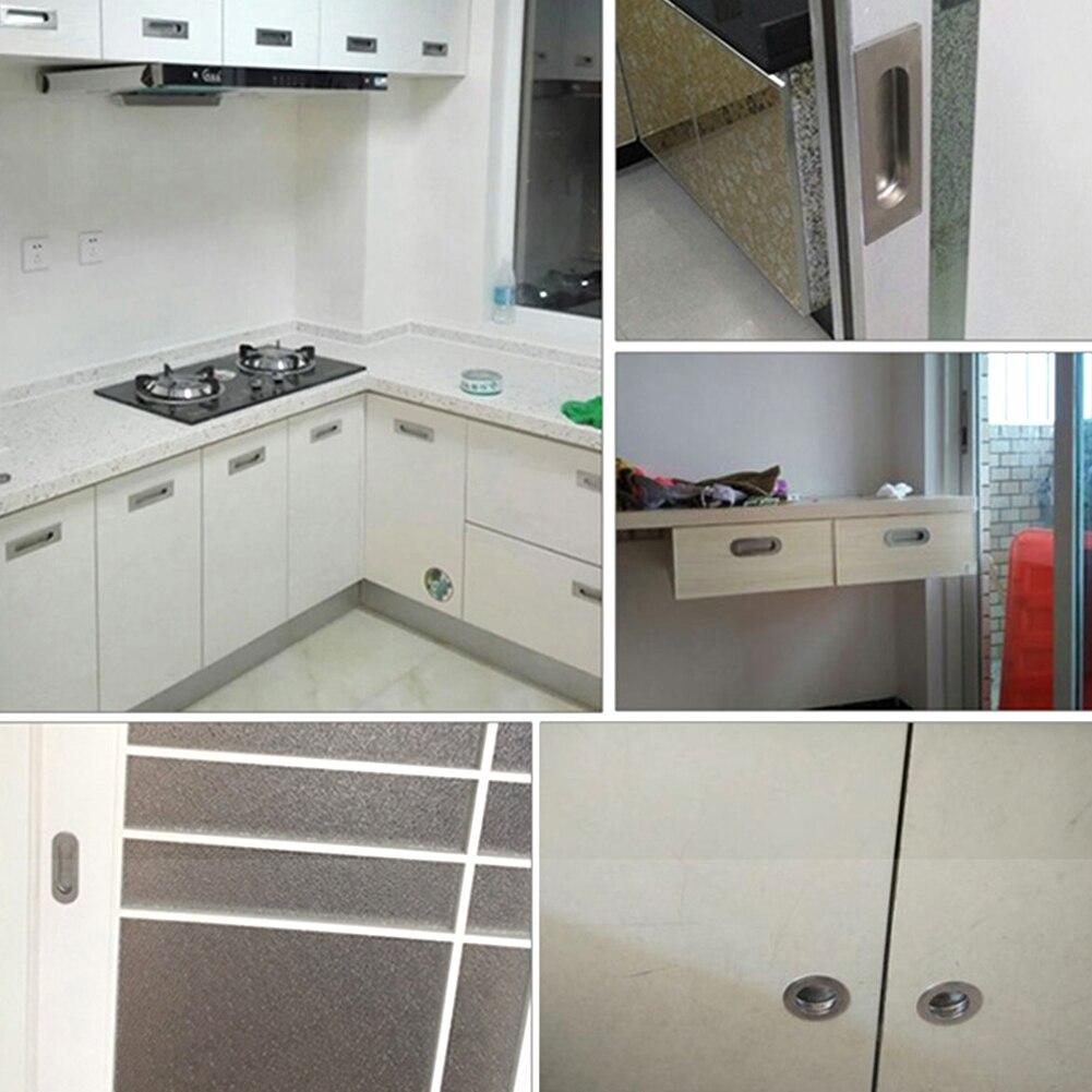 Stainless Steel Wardrobe Sliding Inset Handle Recessed Door Knobs Pulls Drawer Cupboard