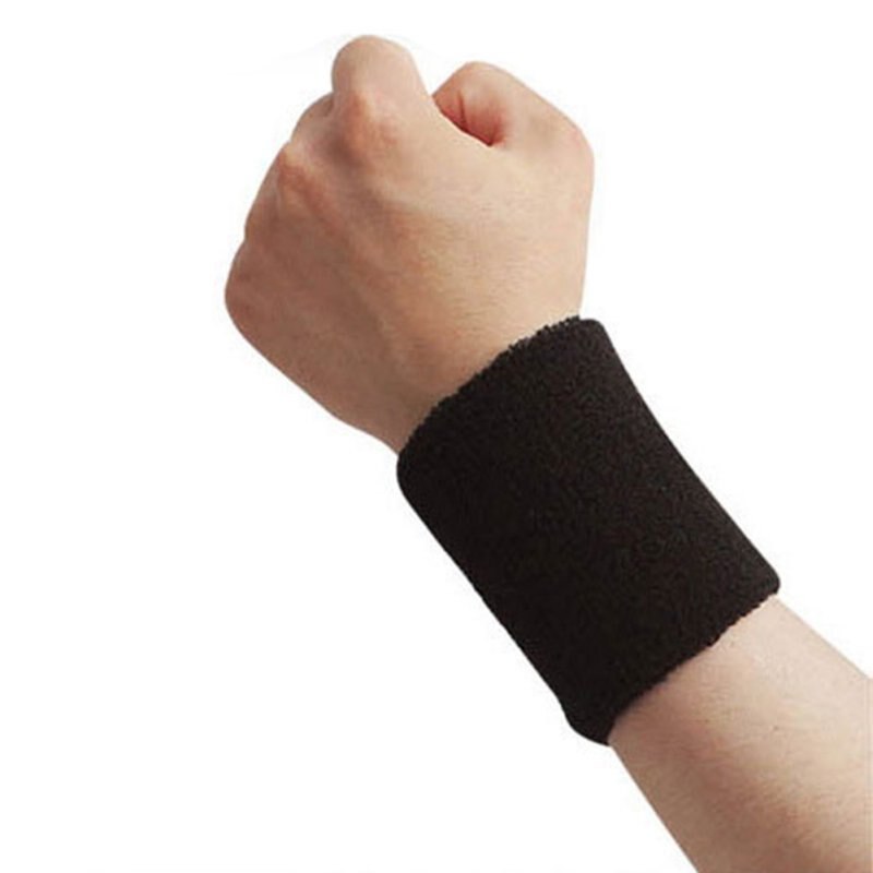 1pcs Sport Protect Wrist Sleeve Gym Sweatband Fitness Run Sweat Band 8*7.5 CM: Black