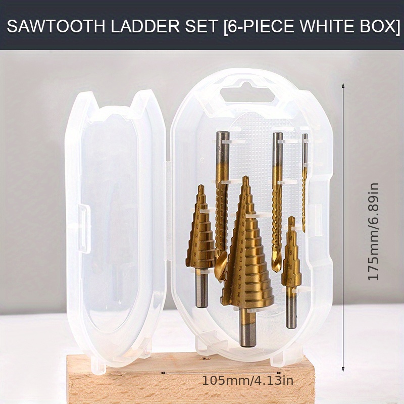 Kit de taladro escalonado de 5 piezas, juego de taladro escalonado, taladro giratorio de masa frita de Metal de 4-12/20/32mm, taladro escalonado con punzón central automático: Blanco