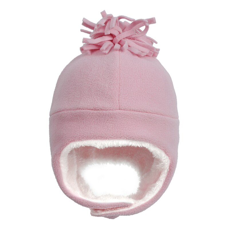 Baby Winter Warm Hat Boy Girl Fleece Knitting Crochet Earflap Beanie Hats Toddler Kids Wool Cap Autumn Hats: pink / 50(1-3 Years Old)
