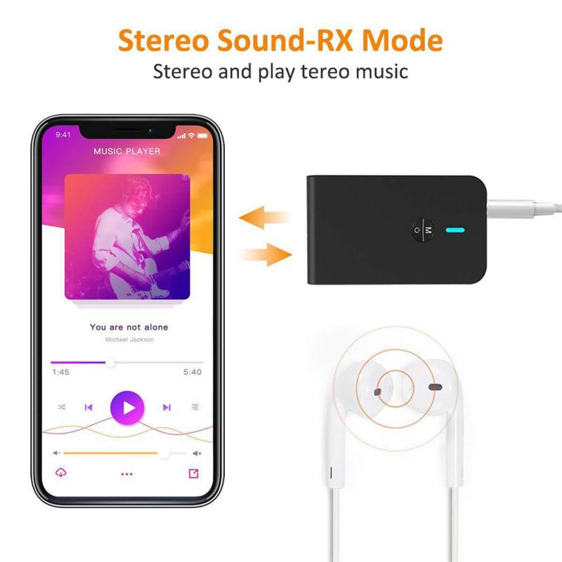 2 In 1 Bluetooth 5.0 Transmitter Rechargeable Receiver For Tv Computer Car Speaker 3.5mm Aux Hi-Fi Music Audio
