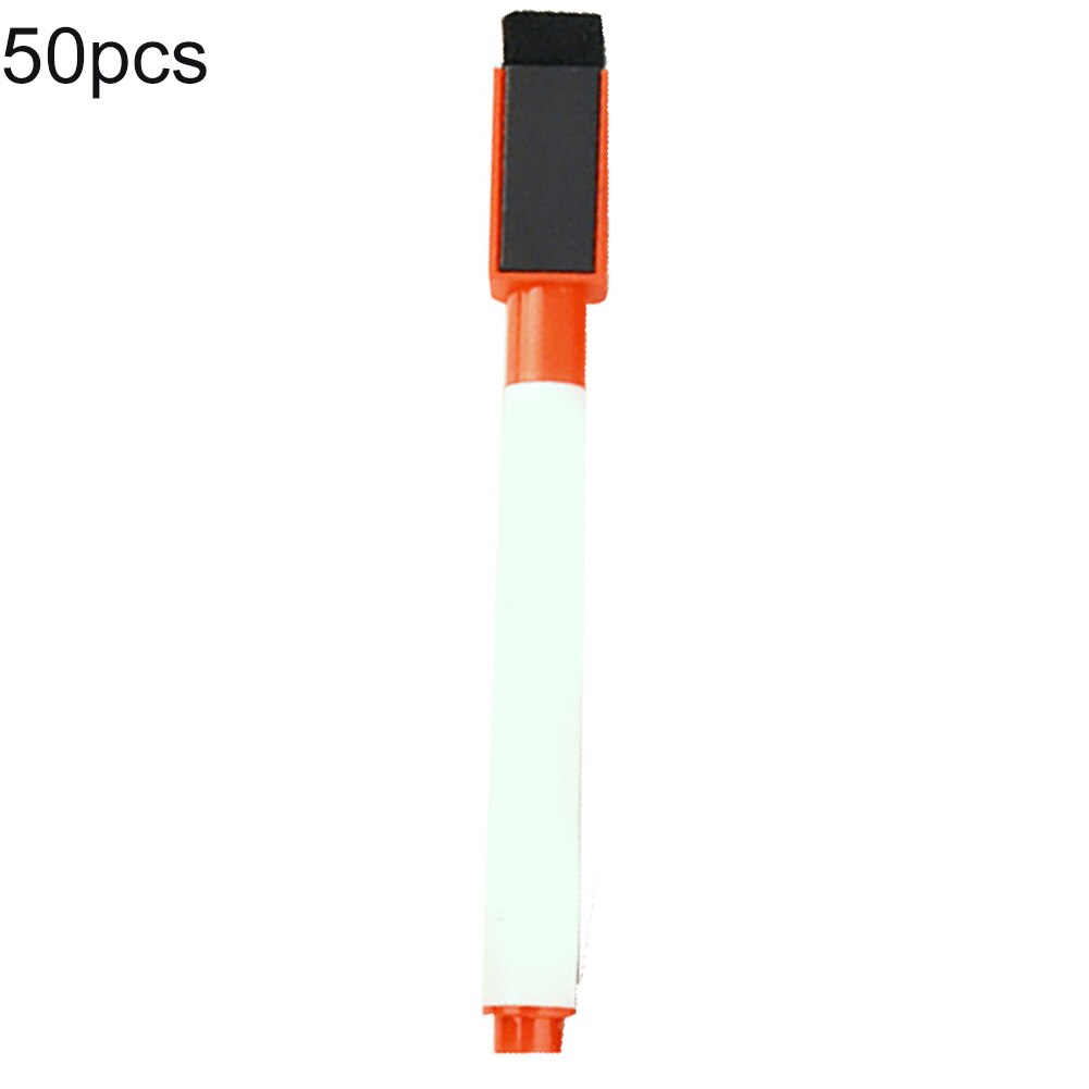 50Pc Magnetische Whiteboard Marker Pen White Board Droog Vegen Fijne Penpunt Pen Met Gum Rubber Magnetische Markers Borstel Koelkast magneten: Rood