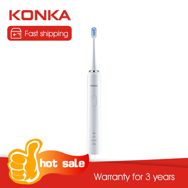 KONKA Electric toothbrush Soft hair Adult sonic vibrating toothbrush Automatic smart toothbrush Body washing toothbrush: white