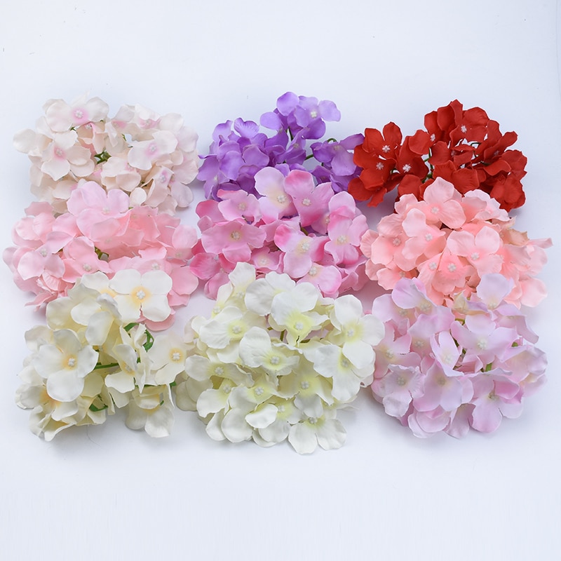27 hoveder silke hortensia år julepynt bryllup blomster væg gør-det-selv hjem dekorative blomster kunstige blomster billige