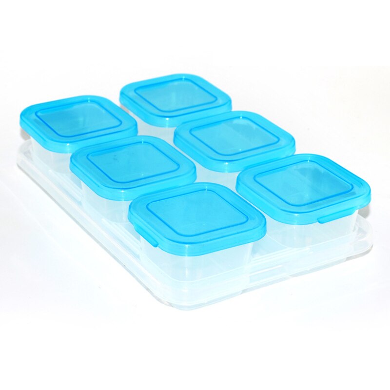 Small Grid Dessert Fruit Separate Storage Frozen Box Complementary Food Box Fresh-keeping Box Baby food supplement storage box: 03 Blue 6