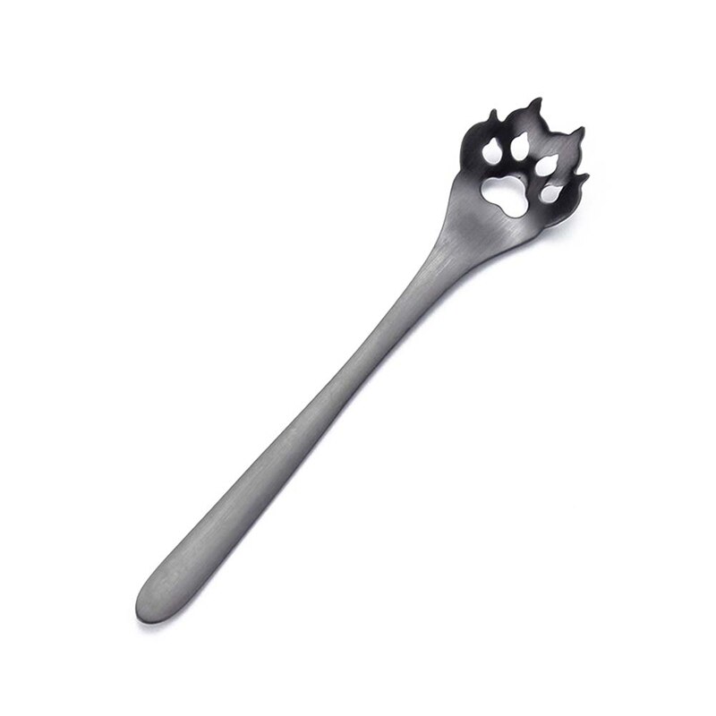 Rostfritt stål silver rosa guld hund katt tass ihålig sked omrörning sked te kaffe efterrätt skedar söta köksredskap