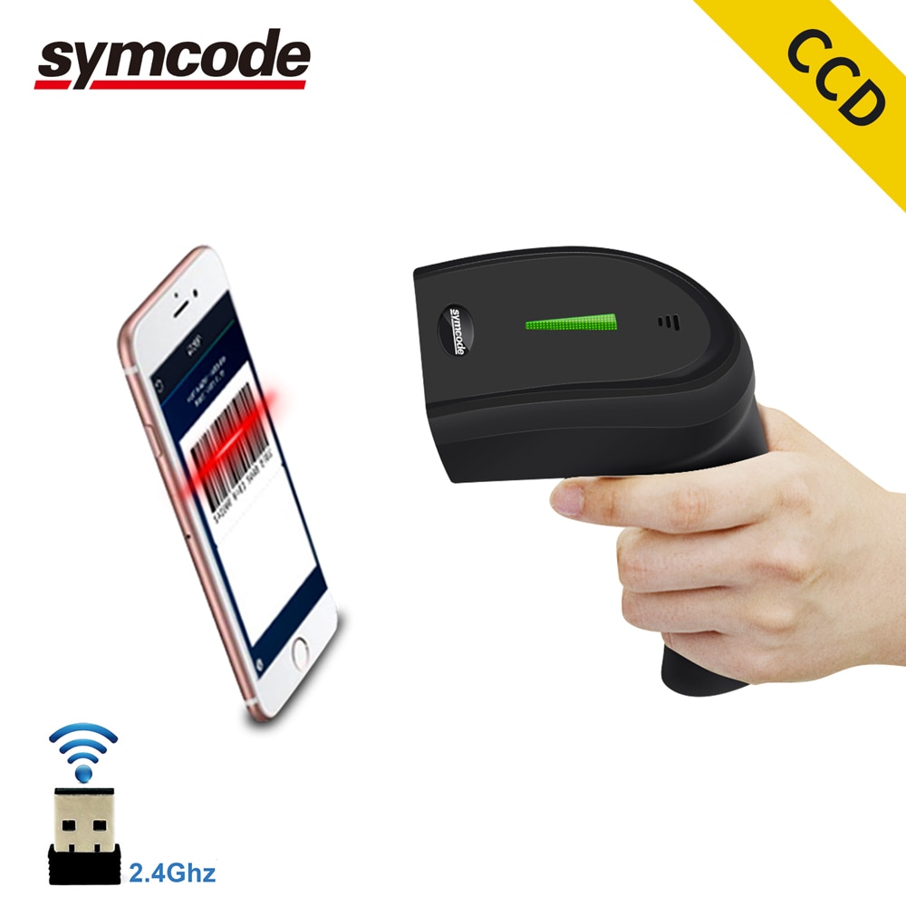 Symcode CCD Draadloze Barcode Scanner, 30-100 meter Overdracht Afstand, 16M Opslagruimte, kan lezen 1D Screen Code