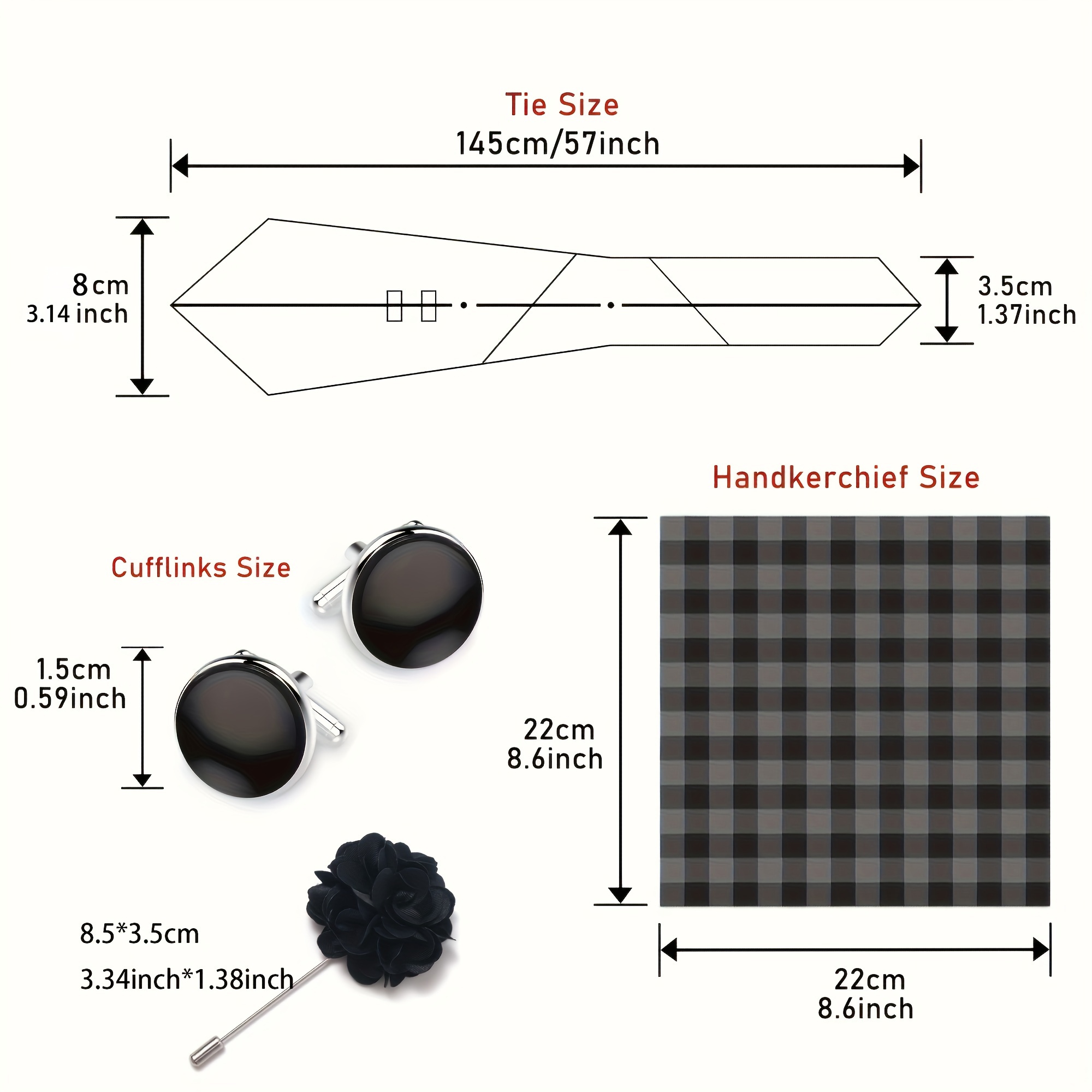 de vacaciones 8 cm corbata pañuelo gemelos Pin Set para hombres corbata raya traje rojo accesorios boda Gravatas