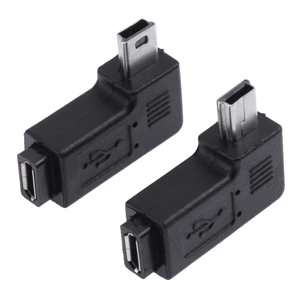 2 stk / sæt l formet mikro usb hun til højre venstre 90 graders vinkel mini usb han adapter stik oplader konverter