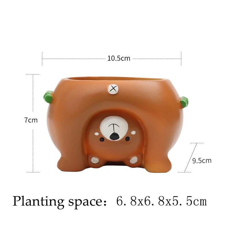 Sarjakuva luonnonhartsi kukkaruukku nverted eläinten lihakasvi kukkaruukku maljakko söpö puutarha kotitoimiston koristelu: Karhu