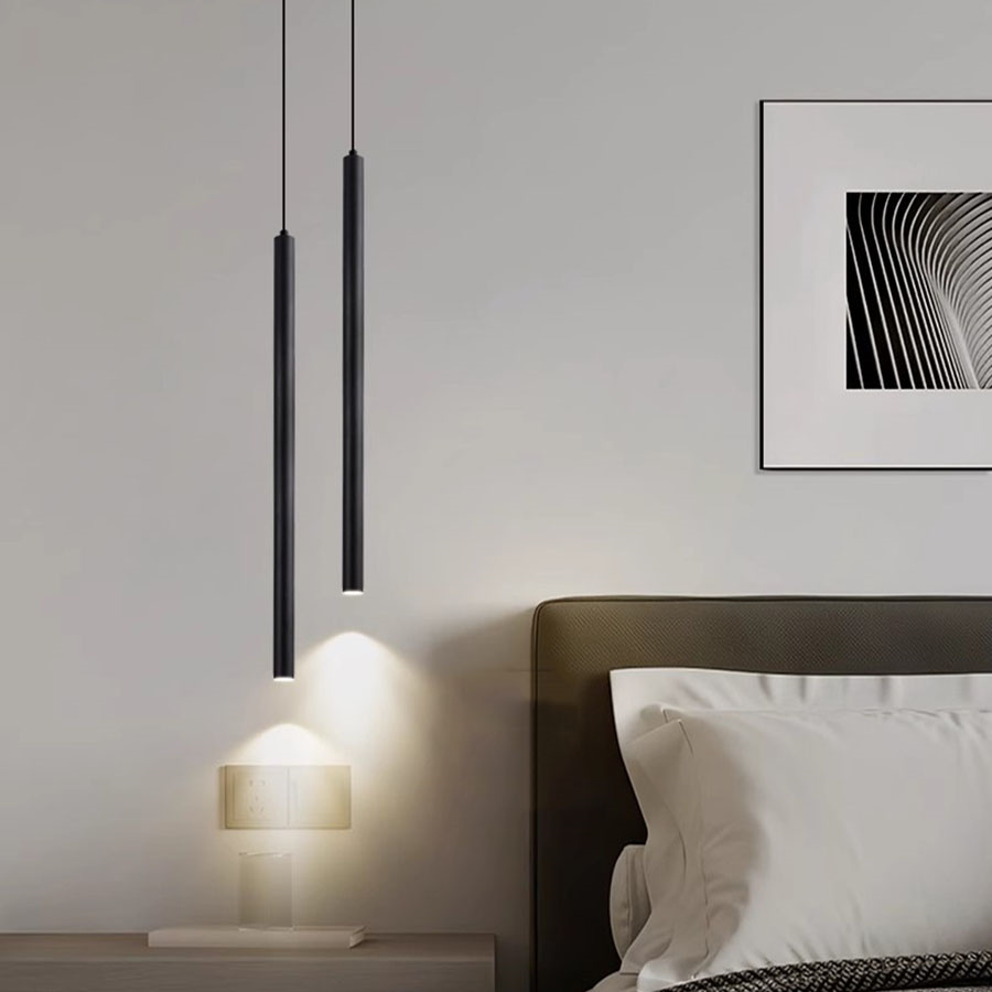 Nordic Zwart Wit Lange Buis LED Hanglampen Moderne Keuken Hanglamp Slaapkamer Achtergrond COB Cilinder Plafond Hanglamp