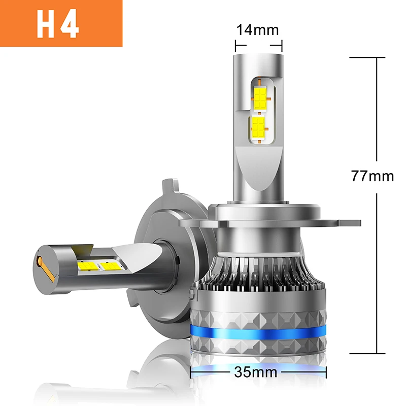 Ampoules LED Canbus pour voiture, lampes de sauna, H1, H4, H7, H8, H9, H11, H3, 9012, H13, 9008, 9004, 9007, 48000LM, 120W, HB3, 9005, HB4, 9006, feux C10, 2 pièces: WHITE