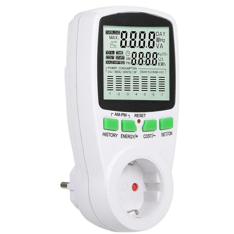 Elektriska instrument effektmätare digital wattmätare wattmonitor elkostnadsdiagram mätning uttag analysator