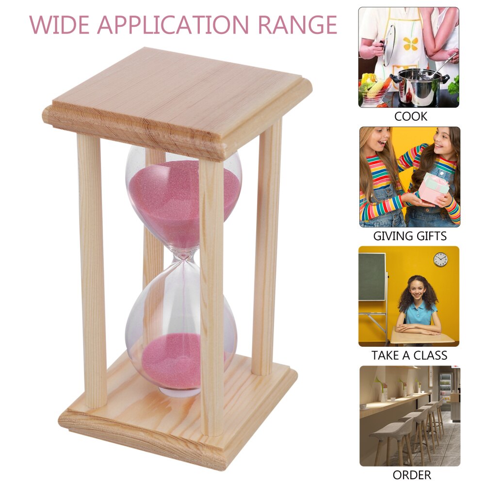 Wooden Frame Hourglass Glass Transparent Glass Sandglass Restaurant Accessories