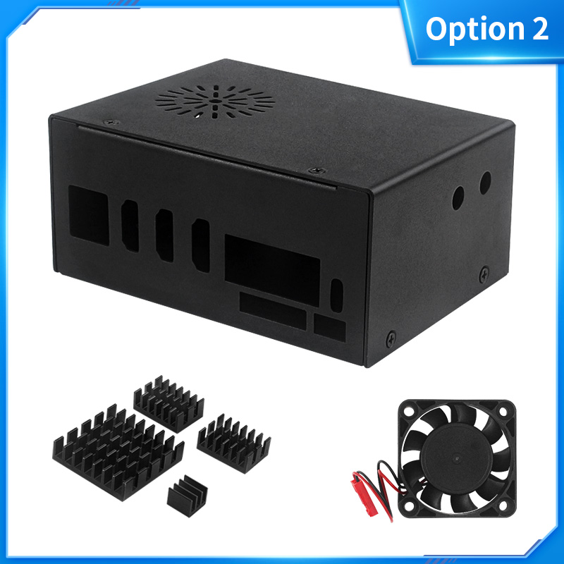 Orange Pi 5 Plus Metal Case with Fan Optional Antenna Aluminum Heatsinks eMMC WiFi BT Moudul Metal Shell for Orange Pi 5 Plus: GRAY