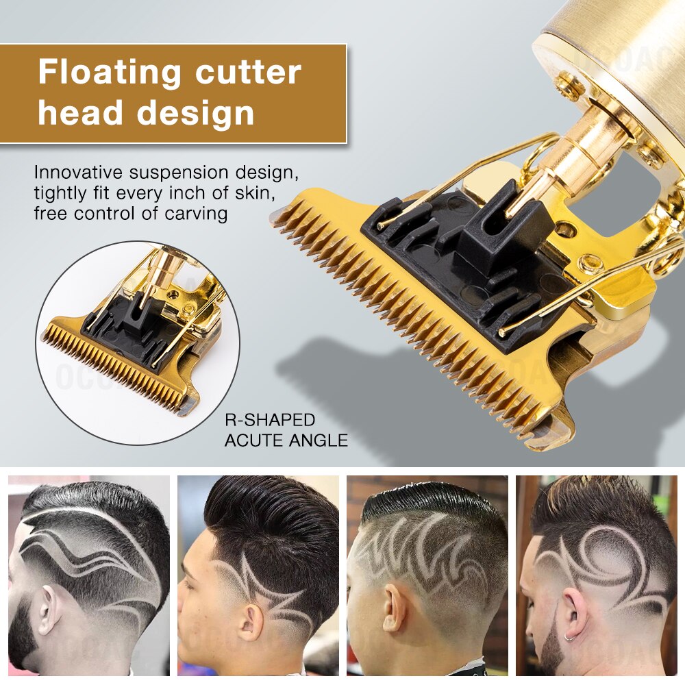 Cortadora de pelo eléctrica para hombre, afeitadora de barba de 0mm, con Máquina para cortar cabello de dragón recargable por USB