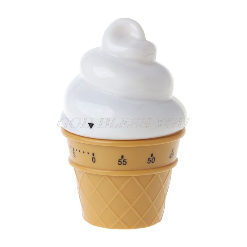 Ice Cream Mechanical Kitchen Timer Cooking Countdown Timer Clock Kitchen Gadgets Tool: white