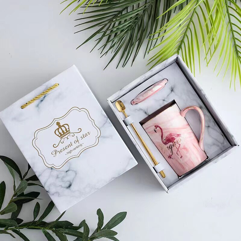 200-400ML Flamingo Ceramic Coffee Mug European Style Breakfast Novelty Milk Water Cup with Handle Package
