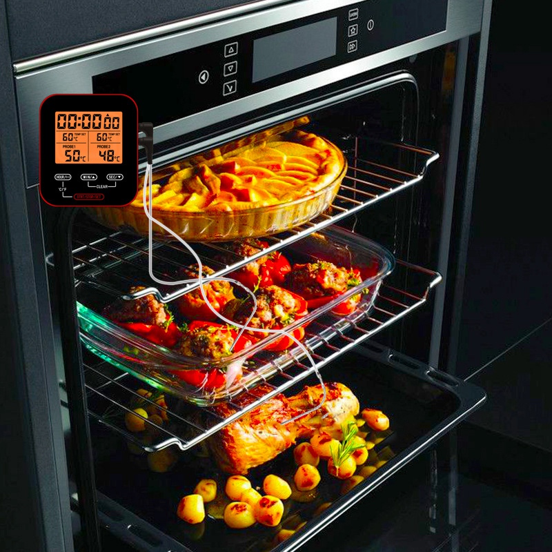 Wireless Meat Thermometer,Digital Remote Food Cooking Meat Thermometer For BBQ Grill Smoker Oven Kitchen