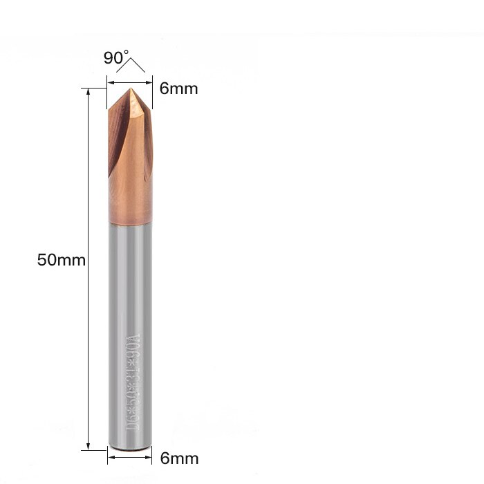 -1PCS,CNC solid carbide tungsten carbide steel Chamfer milling cutter,30&amp;45&amp;60 degree 3 flutes end mill: S-6.0mmxD6x50-90deg