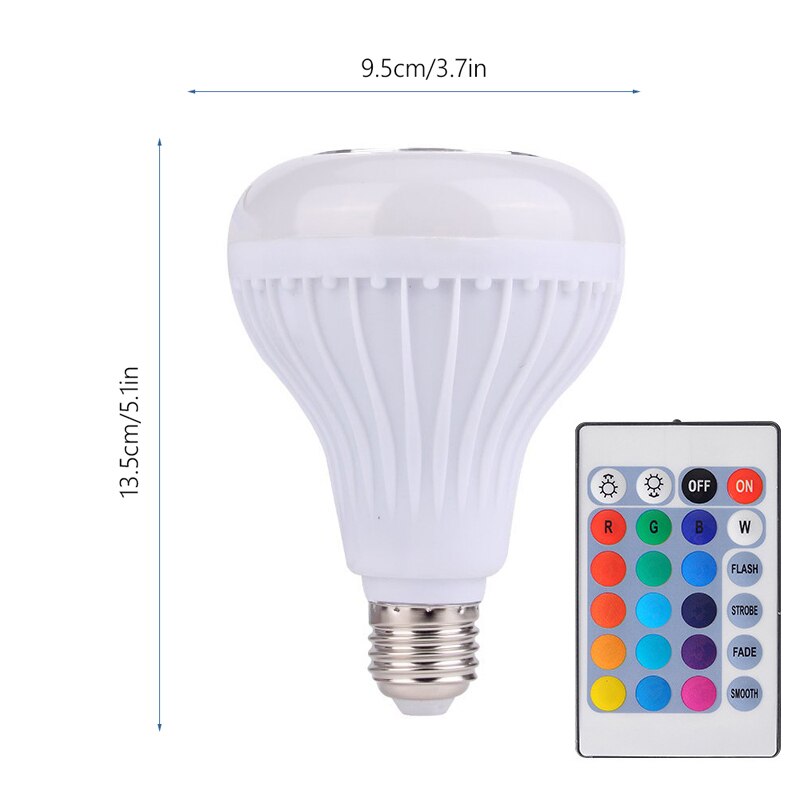 Smart E27 12W Ampoule LED Bulb RGB Light Wireless Bluetooth Audio Speaker Music Playing Dimmable Lamp with 24 Key Remote Control