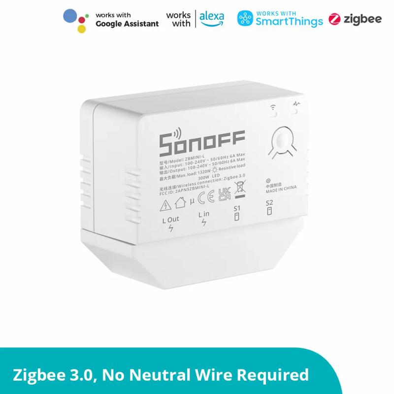 Sonoff ZBMINI-L Zigbee 3.0 Switch Module Geen Neutrale Draad Nodig Twee-weg Controle Ewelink App Werken Met Alexa Google thuis Alice: 1Pieces