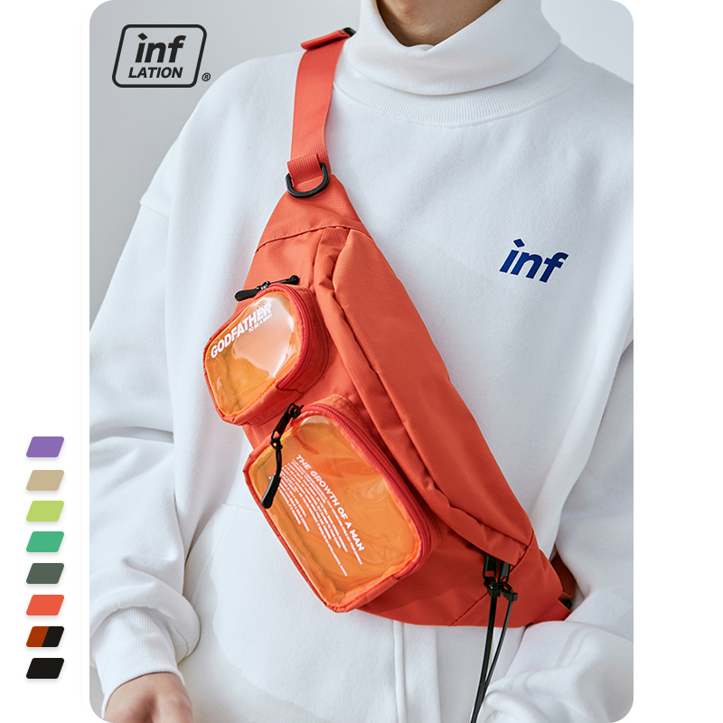 inflacja multi-kieszeń podwójna odzież uliczna na zamek błyskawiczny talia worek przezroczysty piterek saszetka na pasek przeźroczyste tworzywo sztuczne duża nerka 228AI2019